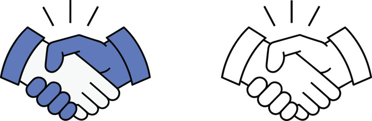 Business Handshake Illustrations: Colorful and Line Art Designs for Collaboration and Partnership