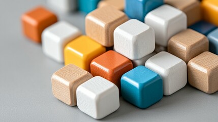 Colorful cube blocks pattern abstract geometric design
