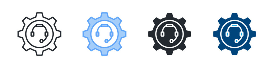 Technical Support Icon Set Multiple Style. Design In Outline, Blue, Glyph, Dualtone