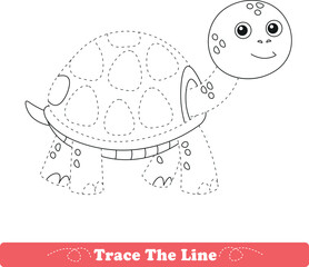 Handwriting Practice. Tracing lines and coloring turtle for children. Vector Illustration