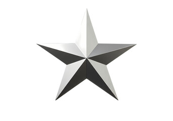 Fototapeta premium A Solitary Silver Star A Study in Simple Geometry isolated on transparent baackground