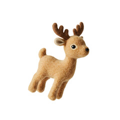 Plush Reindeer Toy:  Brown Plush Deer Figurine, Christmas Decoration, Animal Toy, Felt Reindeer on transparent background