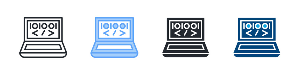 Coding Icon Set Multiple Style. Design In Outline, Blue, Glyph, Dualtone