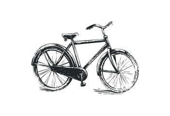 Fototapeta premium Vintage bicycle illustration depicting classic design and artistic details. Vector retro hand drawn illustration