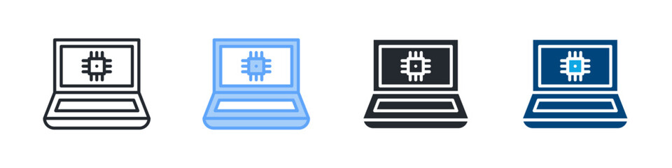 Obraz premium Technology Icon Set Multiple Style. Design In Outline, Blue, Glyph, Dualtone