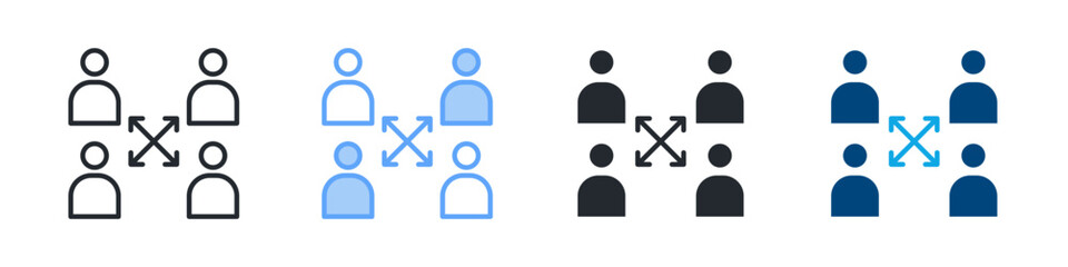 Interaction Icon Set Multiple Style. Design In Outline, Blue, Glyph, Dualtone