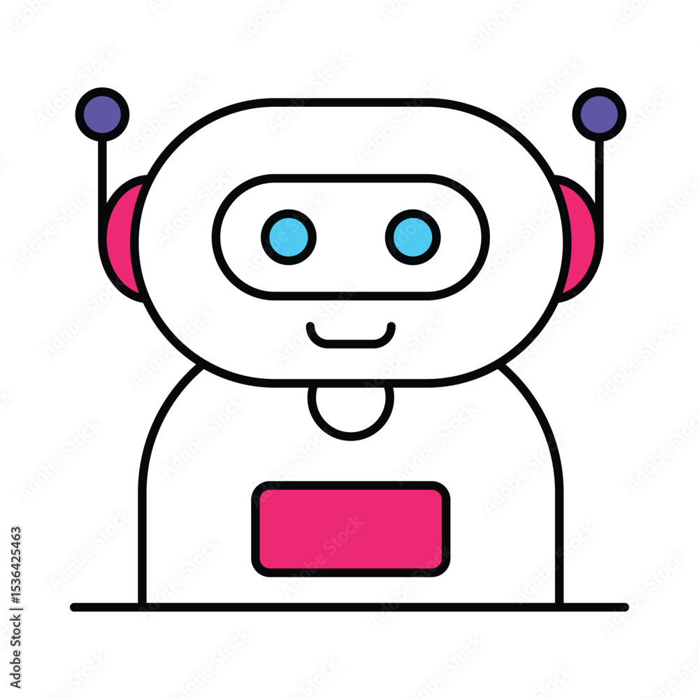 Poster artificial bot vector filled outline illustration style icon. eps 10 file