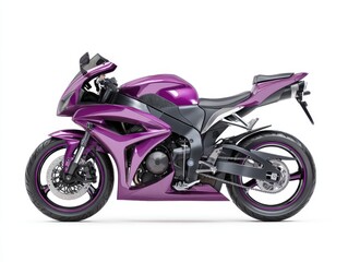 Sleek Purple Sportbike on White Background