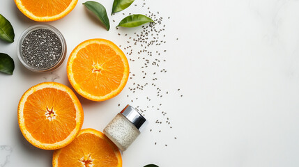 Beautifully arranged minimalist skincare products flatlay on a clean white background showcasing natural lighting