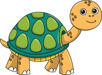 Cute turtle cartoon. Flat vector illustration. Wild life animals. Cute animal on white background
