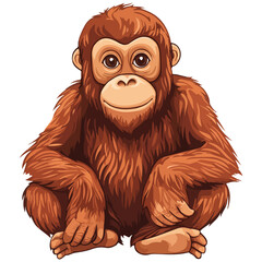 Obraz premium orangutan, animal, vector, transparent background, creature, pongo, zoo, jungle, nature, cute, wildlife, isolated, mammal