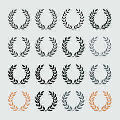 Obraz premium Set of Laurel Wreath Icons in Various Styles and Colors on Light Background
