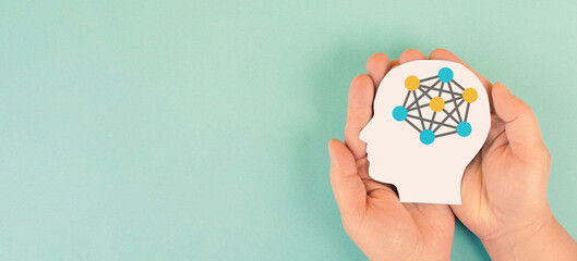 Communication skill, connect knowledge and data in mind, brainstorming, innovation, artificial intelligence,  cognitive abilities of brain, teamwork