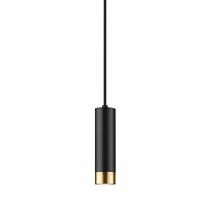 Obraz premium minimalist black and gold cylindrical pendant light isolated on white