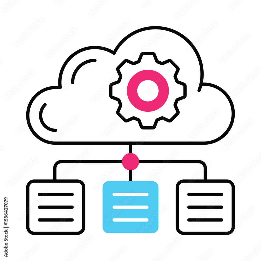 Poster cloud computing vector filled outline illustration style icon. eps 10 file
