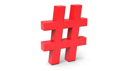 Obraz premium 3D rendered red hashtag symbol