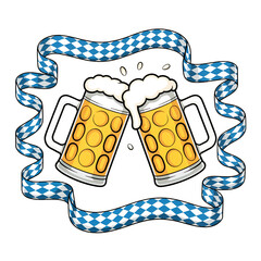 Cheers oktoberfest beer stein toast illustration