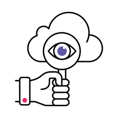 Cloud Monitoring Vector Filled outline illustration style icon. EPS 10 file