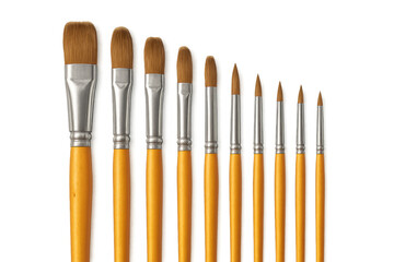 Fototapeta premium Different sizes of paintbrushes displayed on a transparent background, ideal for artists and creative projects