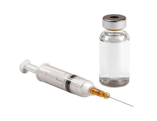Vaccine in vial and syringe close-up on a white table gray background, medical concept, laboratory, subcutaneous injection vaccination, dose. Disease treatment immunization.