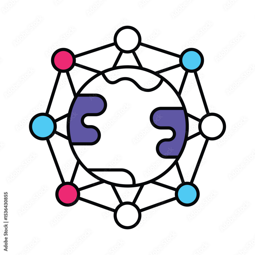 Poster quantum computer vector filled outline illustration style icon. eps 10 file