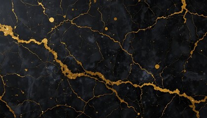 The opulent allure of black marble etched with veins of shimmering gold suggesting hidden depths and timeless elegance