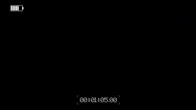 Video camera recorder screen interface, Playback screen interface with timer and battery, Video playback screen overlay