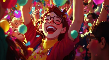 Joyful crowd, vibrant celebration