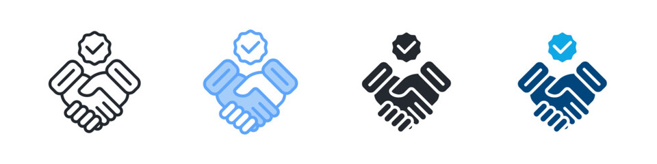 Trust Icon Set Multiple Style. Design In Outline, Blue, Glyph, Dualtone