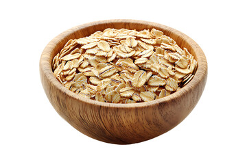 oatmeal in a wooden bowl isolated on transparent background