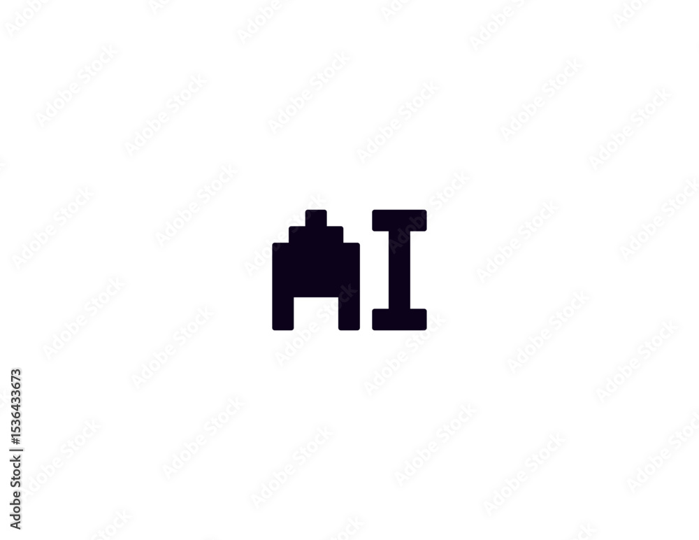 Aufkleber ai y2k pixel logo monogram design for tech, chatbot, virtual assistant, neural network, saas, smart 