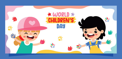 Children Having Fun With Painted Hands