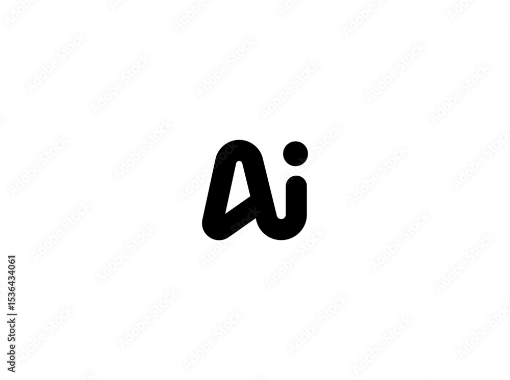 Poster AI Logo Monogram Design For Tech, Chatbot, Virtual Assistant, Neural Network, SaaS, Smart Digital Tool. Perfect For Startup of Communication System and Automatisation. Vector Illustration