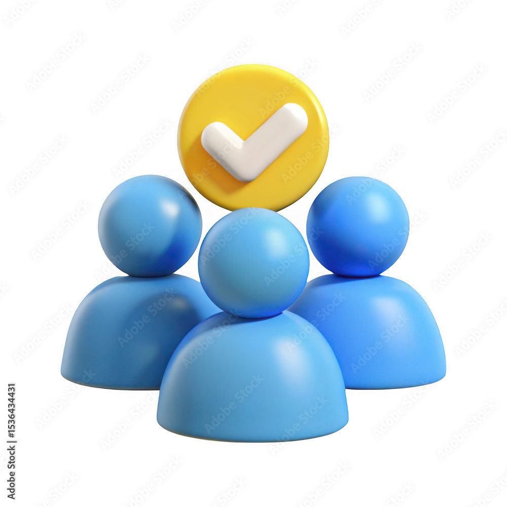 Poster 3d render of approved user group isolated on transparent background