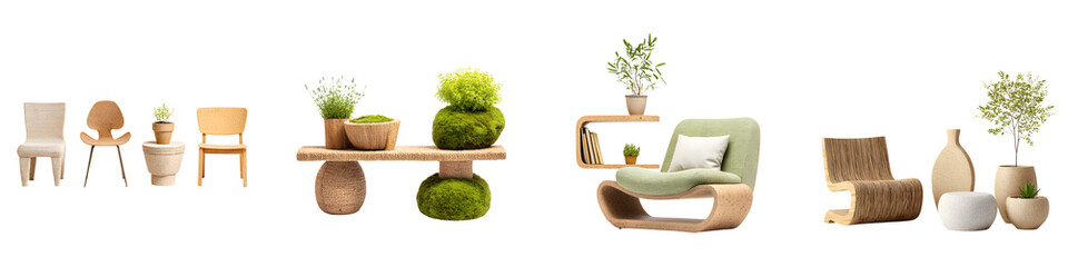 Minimalist natural furnishings and decor arrangement