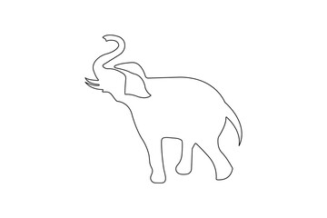 Elephant one line drawing of minimalist vector icon with black and white background
