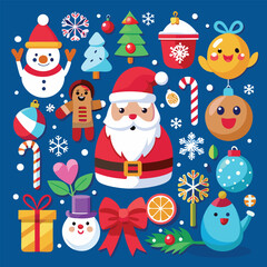 Cheerful Christmas Cat Illustration with Festive Elements and Holiday Theme