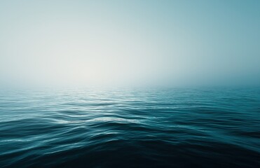 Obraz premium Minimalist Ocean Background with Neutral Tones and Subtle Waves, Soft Lighting Enhancing Tranquility and Vastness