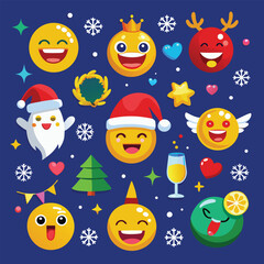 Cheerful Christmas Dog Illustration Collection with Festive Holiday Themes and Elements