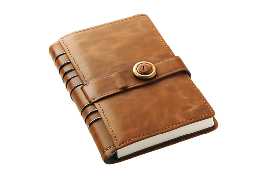 Note book with a magnetic lock isolated on transparent background