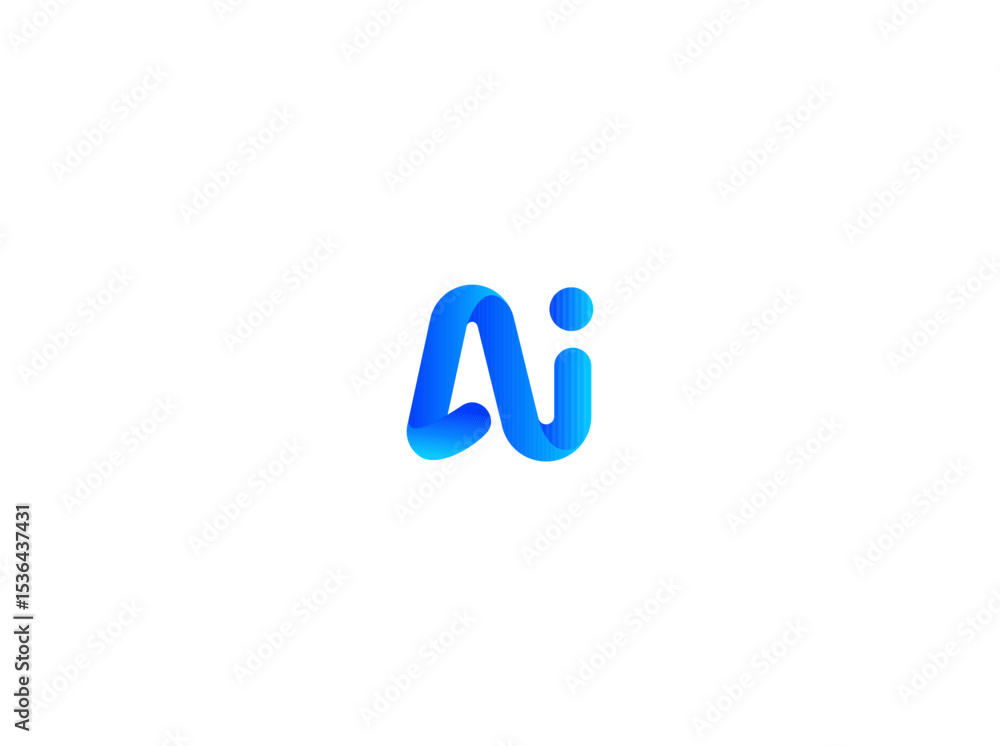Poster ai fusion line logo monogram design for tech, chatbot, virtual assistant, neural network, saas, smar