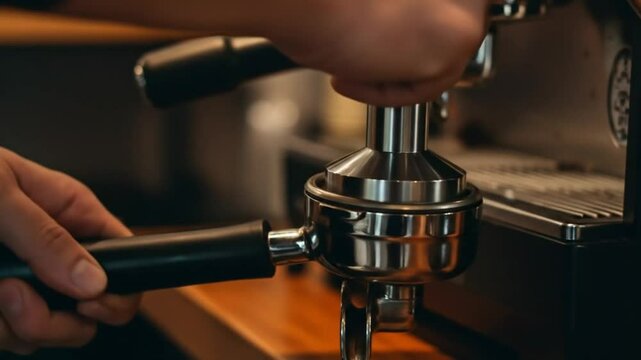 Coffee Machine Close-Up Brewing Espresso Fresh Hot Beverage Cafe Barista Video
