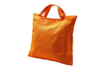 Orange fabric bag isolated on transparent background