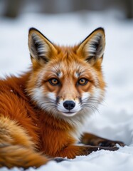 Fototapeta premium Majestic fox in snowy forest captured wildlife photography nature close-up animal behavior