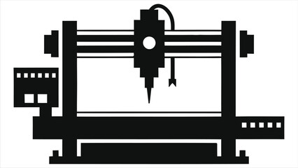 ( CNC Machines)Vector Silhouette Illustration of a CNC Machining Center/A simple, black silhouette of a CNC machining center.