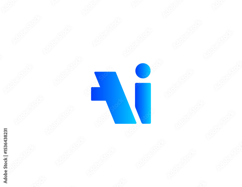 Poster AI Logo Monogram Design For Tech, Chatbot, Virtual Assistant, Neural Network, SaaS, Smart Digital Tool. Perfect For Startup of Communication System and Automatisation. Vector Illustration