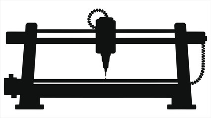 ( CNC Machines)Vector Silhouette of a CNC Router Machine/A clean, simple silhouette of a CNC router machine against a neutral background.