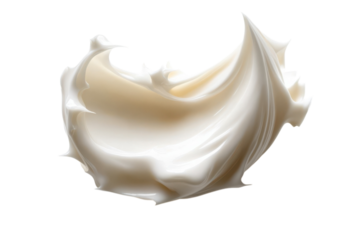 A luscious dollop of whipped vanilla frosting tempting every sweet tooth on a stark black background isolated on transparent background. Generative Ai.