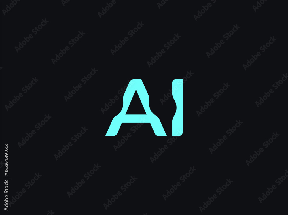 Poster AI Logo Monogram Design For Tech, Chatbot, Virtual Assistant, Neural Network, SaaS, Smart Digital Tool. Perfect For Startup of Communication System and Automatisation. Vector Illustration