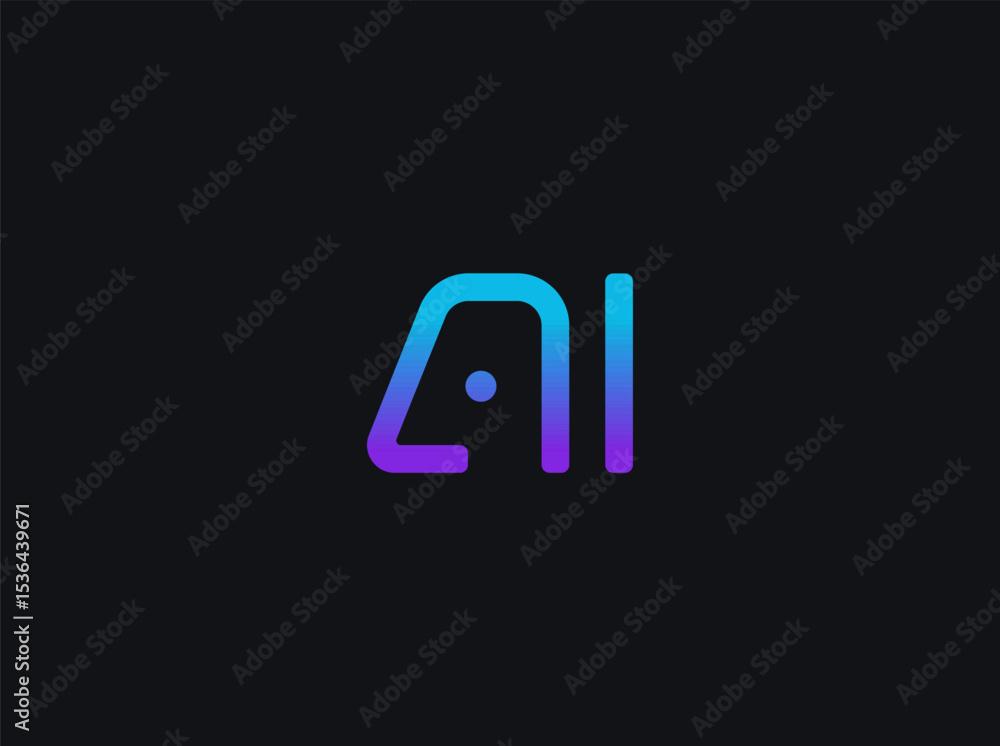 Aufkleber ai modern logo monogram design for tech, chatbot, virtual assistant, neural network, saas, smart dig